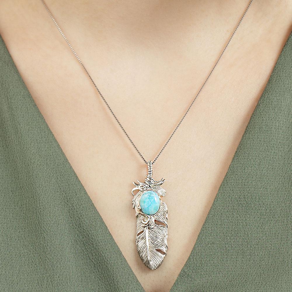 Larimar Feather Necklace