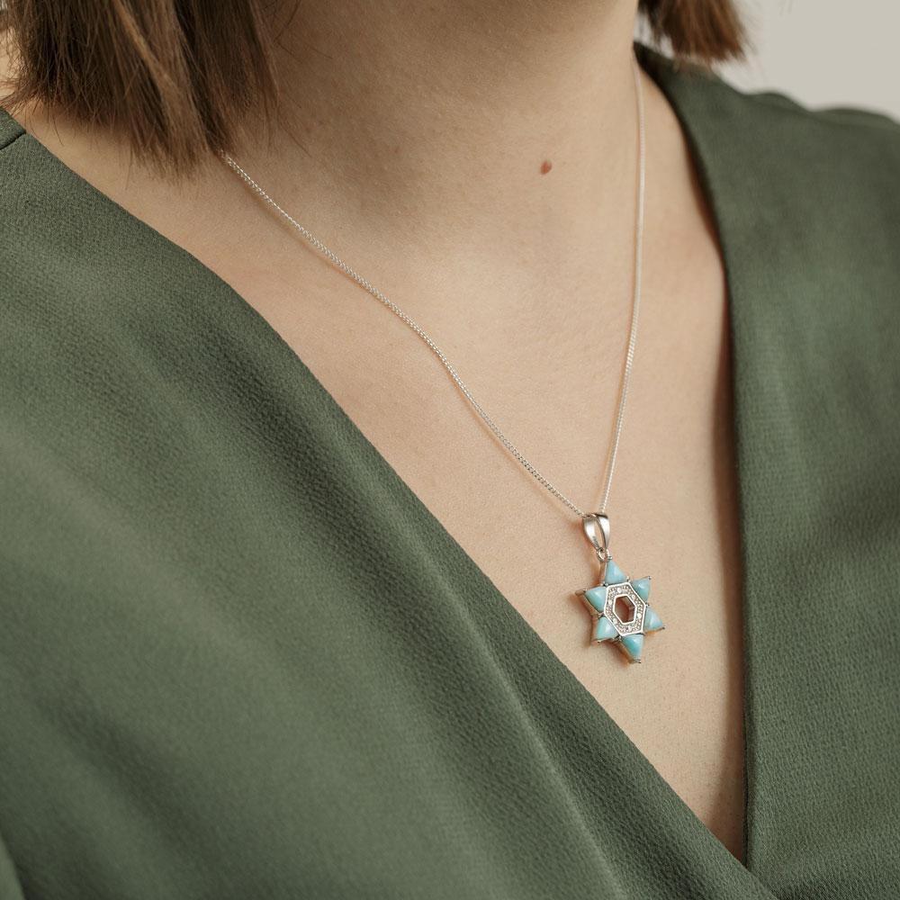 Shining Larimar Star Necklace