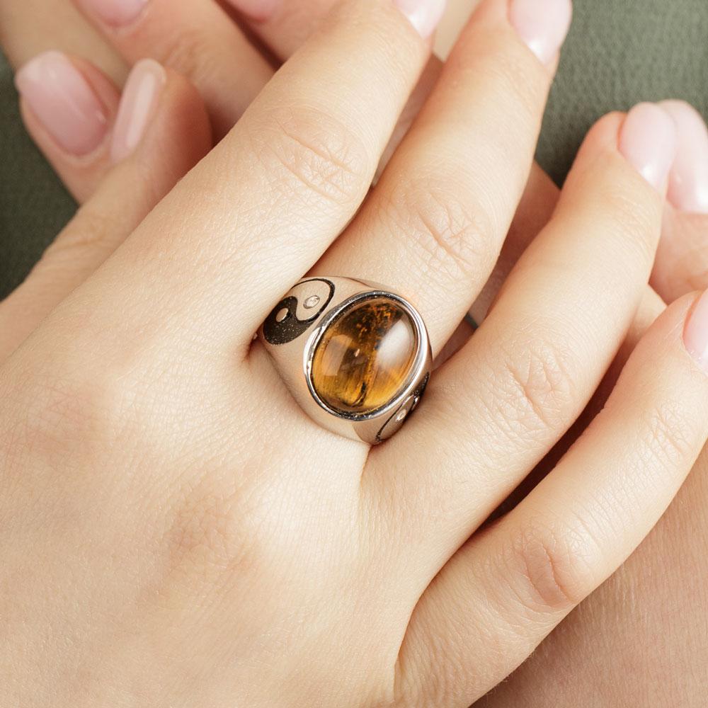 Divya Shakti Tigers Eye / Chitti Gemstone Silver Ring Natural AAA Quality  (Simple Design) – Ramneek Jewels