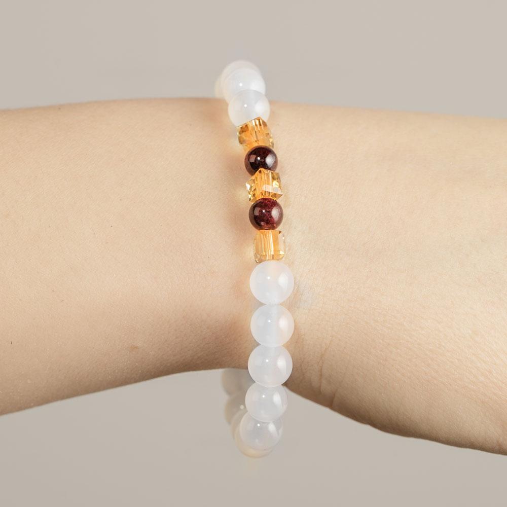 Natural white chalcedony positivity on sale bracelet