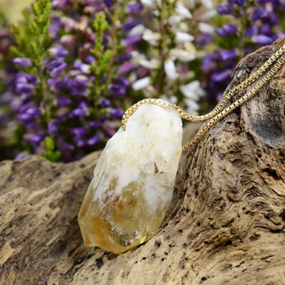Raw Citrine Crystal Pendant Necklace