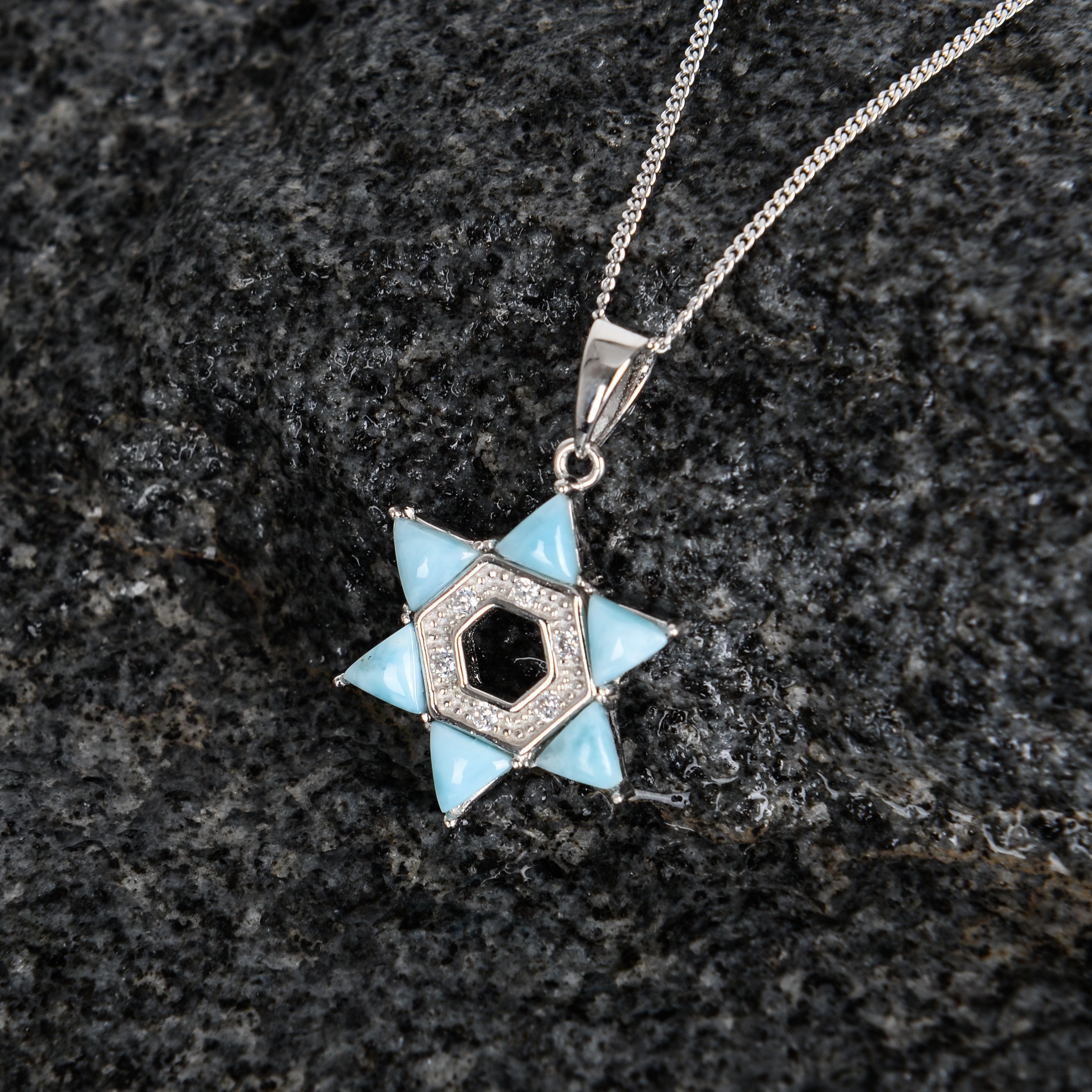 Shining Larimar Star Necklace