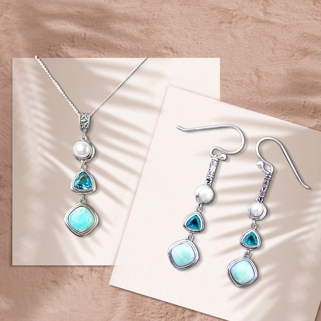 Silver Larimar Set