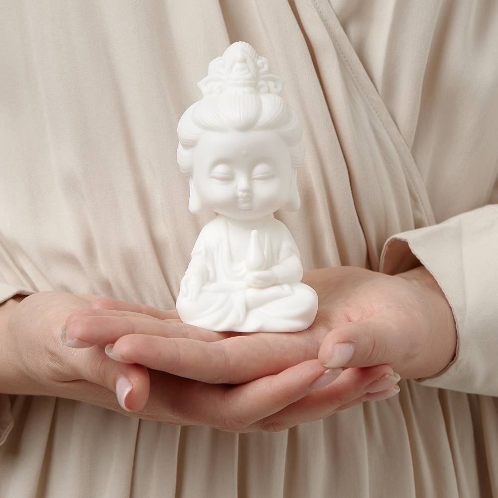 Stillness White Buddha Statue Figurine