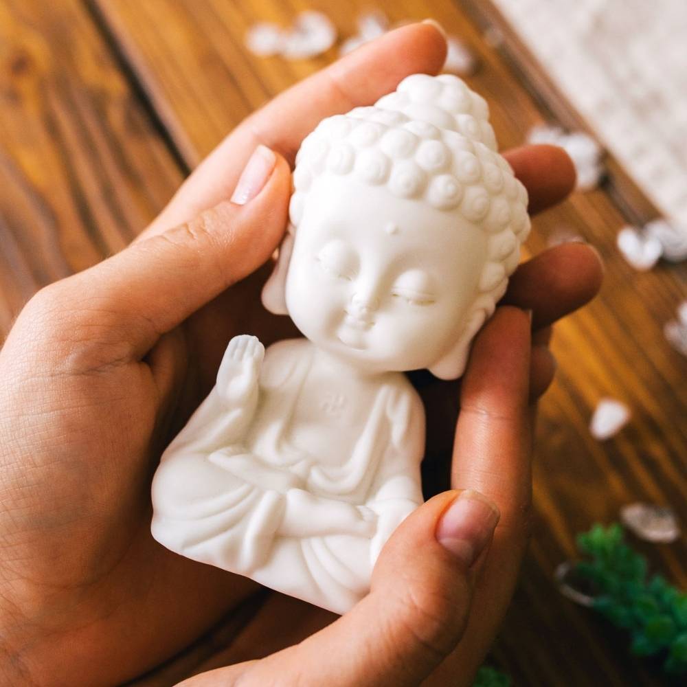 Stillness White Buddha Statue Figurine