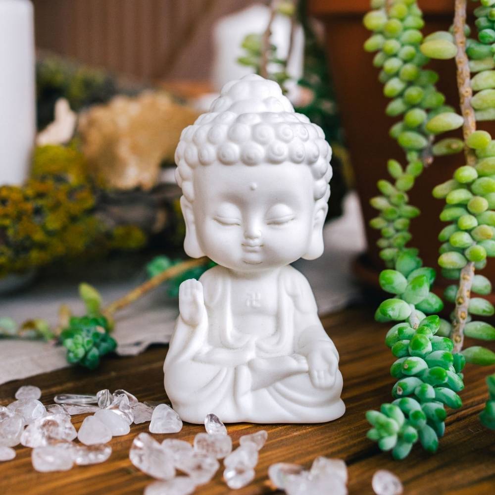 Stillness White Buddha Statue Figurine