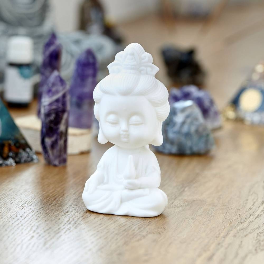 Stillness White Buddha Statue Figurine