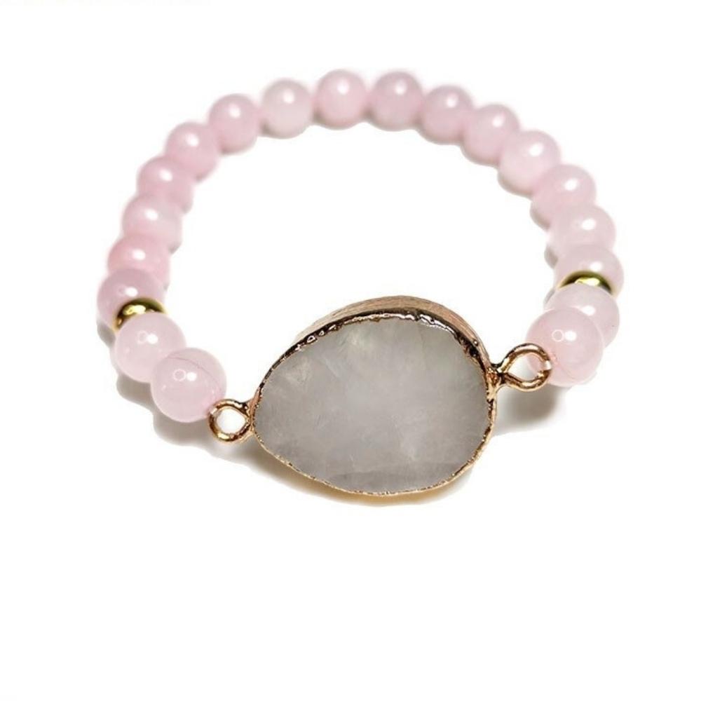 Pink Crystal Quartz Beaded Bracelet