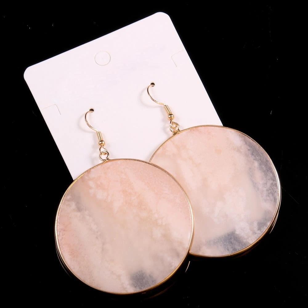 Pink Aventurine Crystal Round Earrings