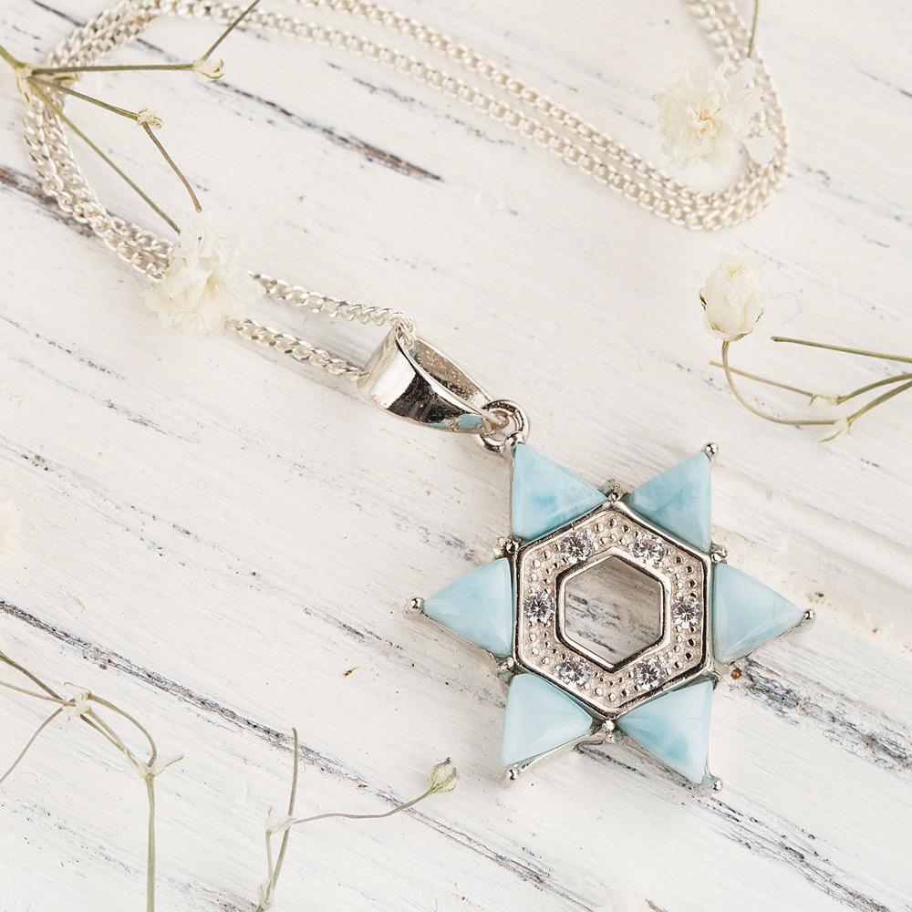 Shining Larimar Star Necklace