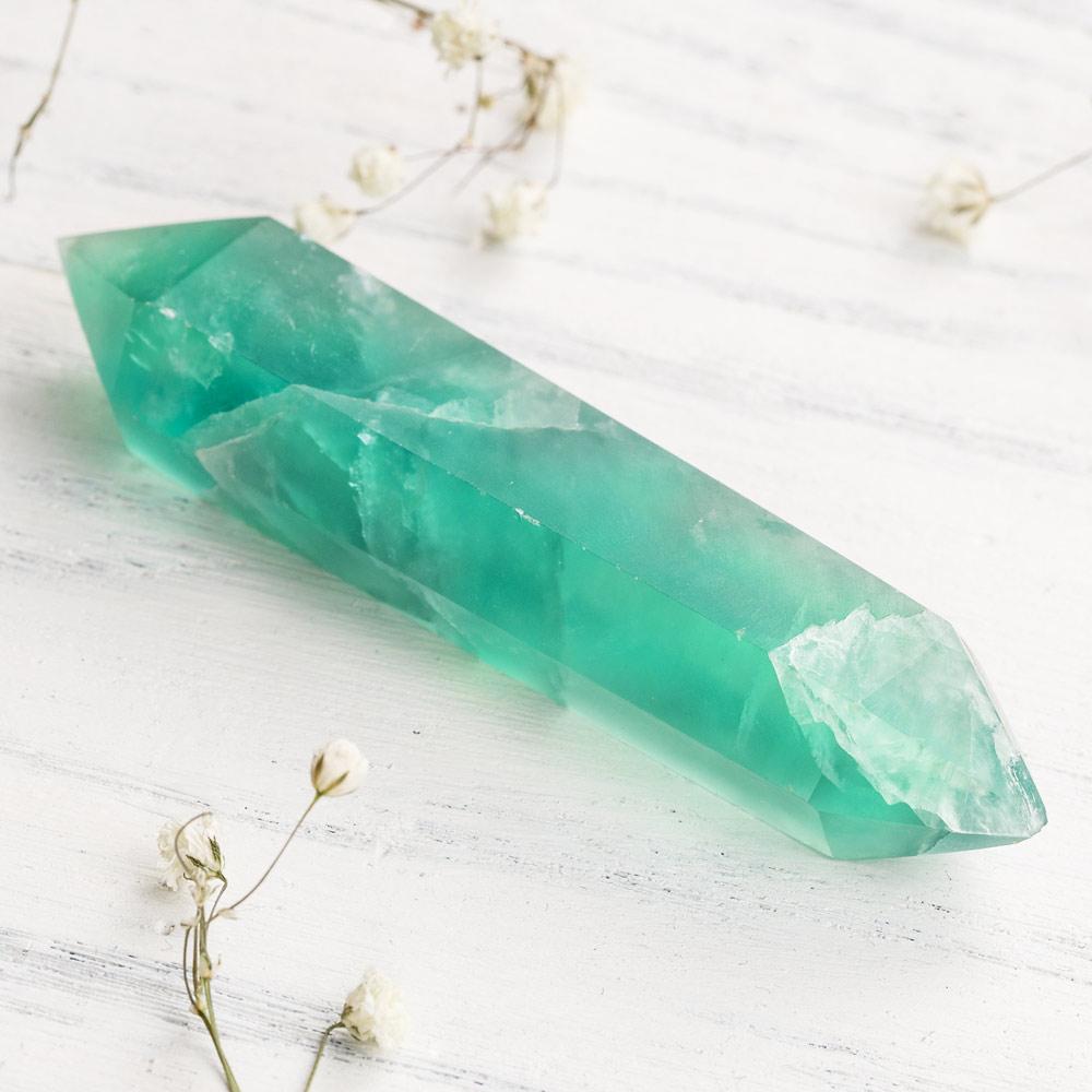 Oceanic Natural Fluorite Crystal Wand