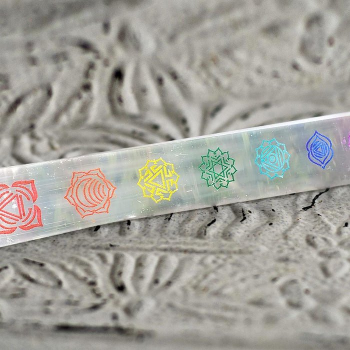 Selenite Stone 7 Chakra Crystal Wand