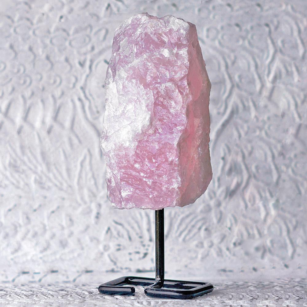 Rose Quartz Crystal on Metal Stand