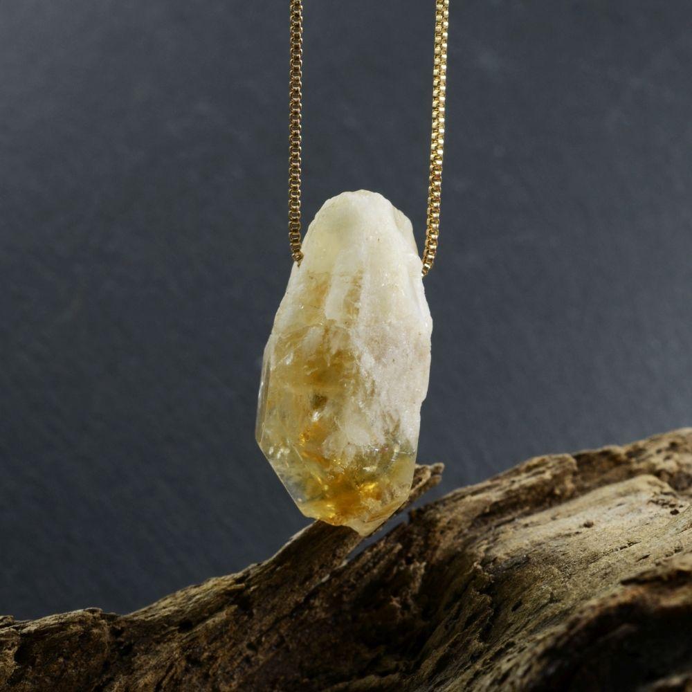 Raw Citrine Crystal Pendant Necklace